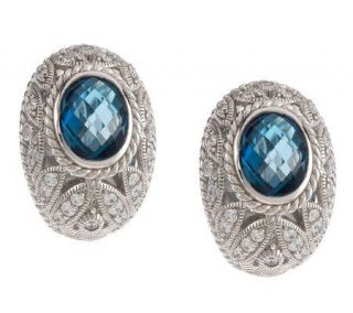 Judith Ripka Sterling Diamonique & London Blue Topaz Earrings