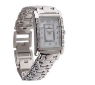 AK Anne Klein Mother of Pearl Crystal Accented Bracelet Watch