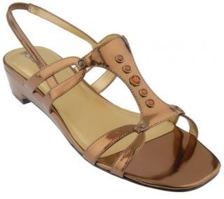 Gretta Low Heel Jeweled Accent Slingback Sandals —