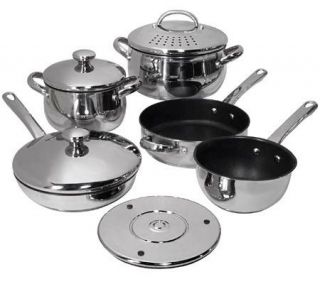 CooksEssentials Stainless 500 Nonstick 8pc Cookware Set w/ Magnetic 