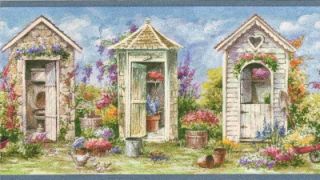 Cottage Storage and Toilet Wallpaper Border 236B55308