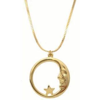 Crescent Moon and Star Necklace 24 Chain New