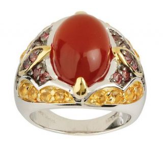 Ross Simons Sterling Carnelian and 1.10 ct tw Sapphire Ring — 