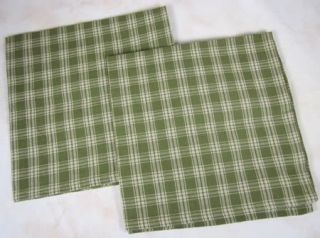 Country Green Tan Plaid Sturbridge Cotton Napkin Set 2