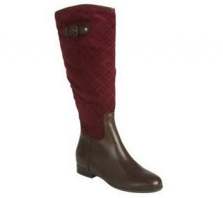 Isaac Mizrahi Live Leather & Suede High Shaft Side Zip Boots
