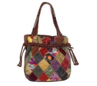 As Is Lucky Brand Patch Tulip Drawsring Satchel —