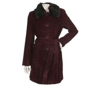 Dennis Basso Washable Suede Coat with Removable Faux Fur Collar