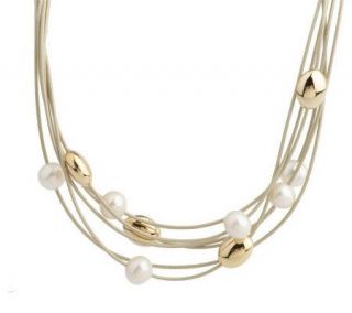 Sterling Cultured FreshwaterPearl and Multi cord Necklace —
