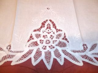  Battenburg Lace White Work Tea Hand Towels Embroidered Floral Cutwork