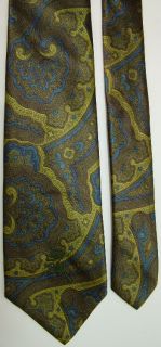 Countess Mara Logo Art Nouveau Paisley Brown Gold Satin Silk Neck Tie