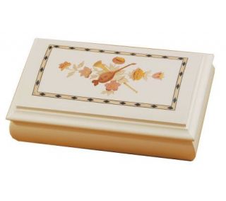 Mele Musical Jewelry Box with Floral Lid in Ivory —
