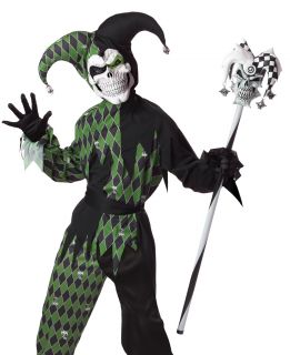 Kids Boys Scary Evil Court Jester Joker Halloween Costume