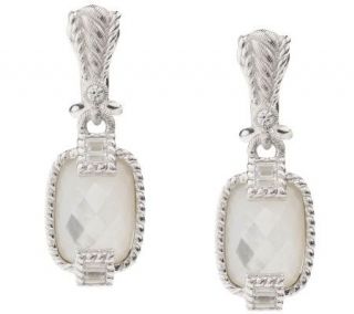 Judith Ripka Sterling Faceted White Mother of Pearl Drop Earrings 