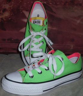 Converse Girls Size 1 Neon Green Lace Sneakers
