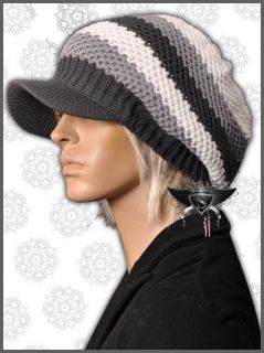 AM775 Cute Warm Knit Cotton Visor Beanie Mens Hat Cap