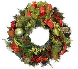 24 Red & Green Ornament Wreath by Valerie —