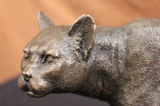 Bronze Lion Cougar Bobcat Panther Lynx Puma Statue Art Deco Marble