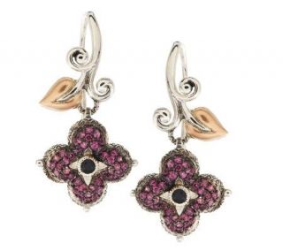 Barbara Bixby Sterling/18K Pave Rhodolite Lotus Flower Earrings