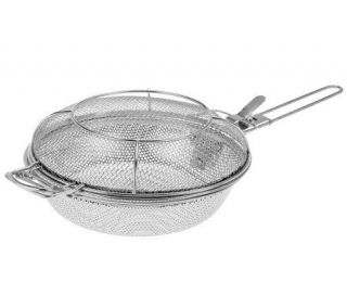 Technique Stainless Steel BBQ Chefs Pan with Grill Basket Lid   K36678