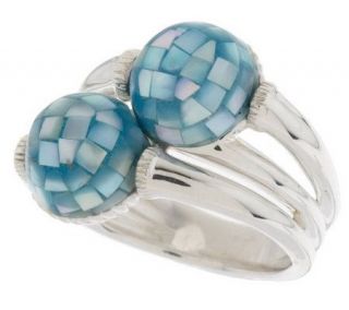 Robert Elizondo Sterling Double Mosaic Mother of Pearl Ring — 