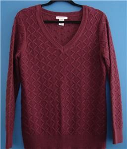 Covington Purple Plum Cotton Blend V Neck Sweater Womens L