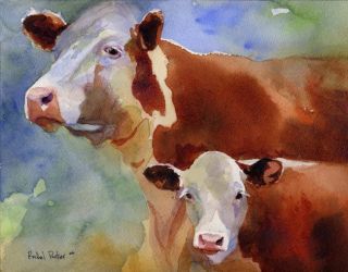 Print Hereford Cow Painting Art Farm Southwest Mama