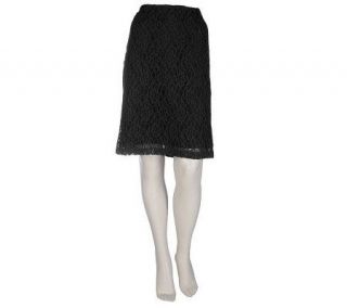 Dennis Basso Fully Lined Lace Pencil Skirt with Zipper Closure