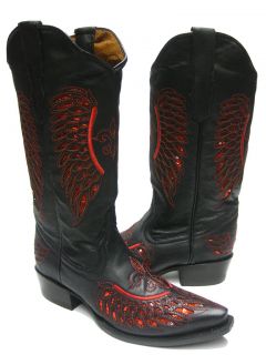 Womens black leather cowboy boots size 9 western rodeo riding