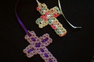 Vtg Handmade Crochet Cross Bible Bookmarks PR Lot