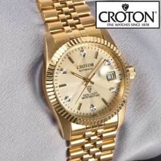Croton Automatic Watch Gold Plated with Genuine Diamonds