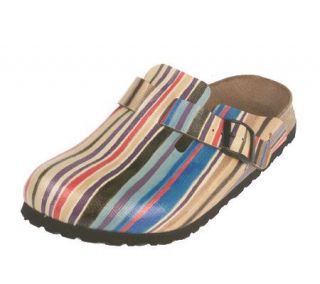 Papillio Stripe Print Side Buckle Comfort Clogs —