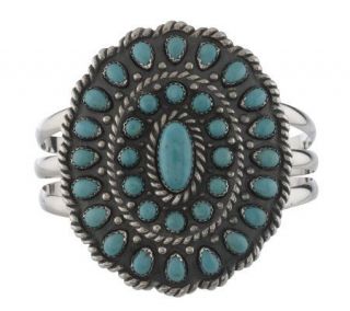 Southwestern Sterling Kingman Turquoise Bold Cuff Bracelet —