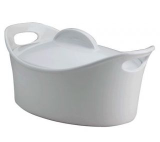 Rachael Ray Stoneware 4.25 Qt Covered Oval Casserole   White   K298986