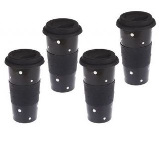 Temp tations Polka Dot Set of 4 Travel Mugs w/ Silicone Grip