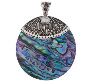 Artisan Crafted Sterling Bold Round Abalone Pendant —