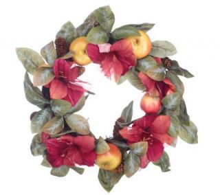 24 Amaryllis Wreath with Pomegranate and Cinnamon Sticks —