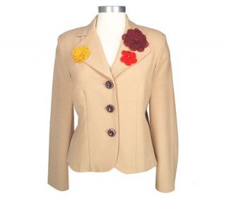 Focus by Shani Fully Lined Menswear Jacket with 3 Flower Pins