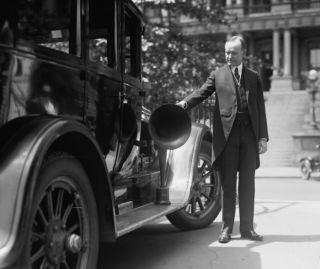 1924 Photo Coolidge Radio Equipped Auto Vintage Black White Photograph
