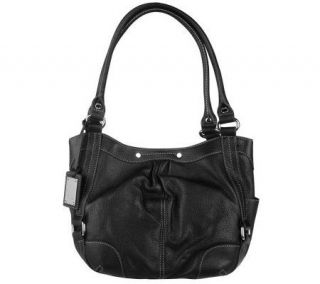 Tignanello Pebble Leather Hobo Bag with Ruching Detail —