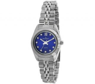 Peugeot Womens Silvertone Blue Dial Ribbed Bracelet Watch   J307188