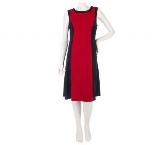 Susan Graver Ponte Knit Sleeveless Color Block Dress —
