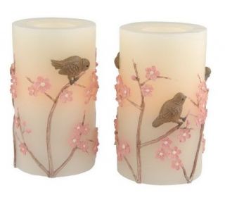 CandleImpressio S/2 Scented Cherry Blossom FlamelessCandle with Timer 