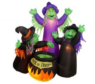 Animated Witches Airblown w/ Candy Dish Cauldron —