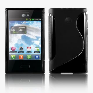 Line Wave Gel Case Cover for LG E400 LG Optimus L3 Screen Protector