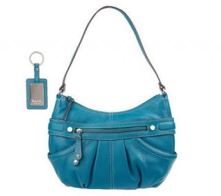 Tignanello Pebble Leather Zip Top Shoulder Bag with Key Fob — 