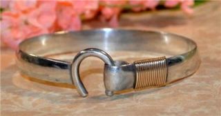 Beautiful Cruzan Hook Sterling Silver 14k Gold Lariat Bracelet Vintage