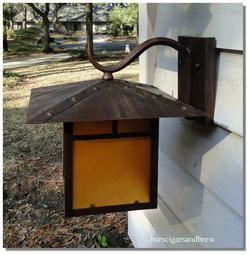 Faux Copper Outdoor Porch Garden Wall Light Fixture Arts and Crafts