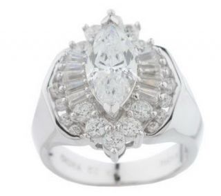 Diamonique Sterling or 14K Gold Clad Marquise Ring   J152521