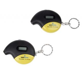 Set of 2 Digital Talking Tire Gauge Keychains w/ Auto Shut Off