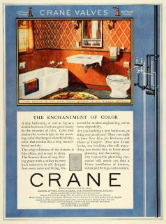 1927 Ad Bathroom Fixtures Crane Plumbing Home Decor Original
